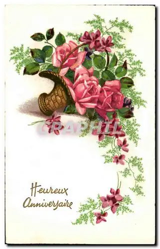 Cartes postales Fantaisie Fleurs Heureux Anniversaire