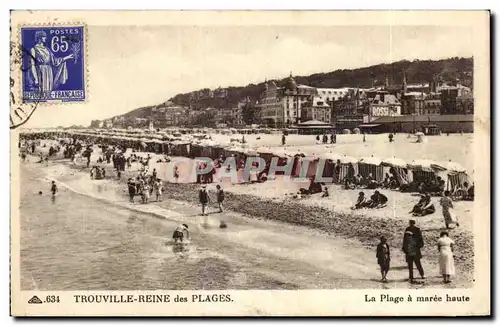 Ansichtskarte AK Trouville Reine des Plages La Plage a maree haute