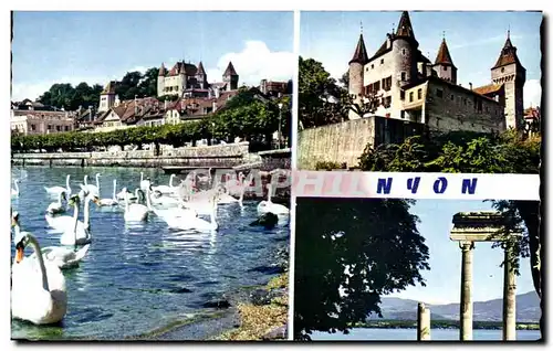 Cartes postales Nyon Le quai Le Chateau La Colonnade Romaine