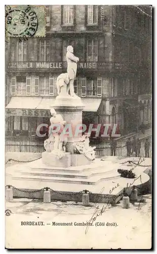 Cartes postales Bordeaux Monument Gambetta