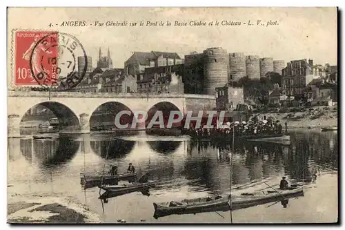 Cartes postales Angers Vue Generale sur le Pont la Basse Chaine et le Chateau Bateau