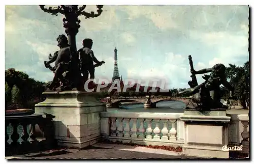 Ansichtskarte AK Paris La tour Eiffel Vue de la Place de la Concorde