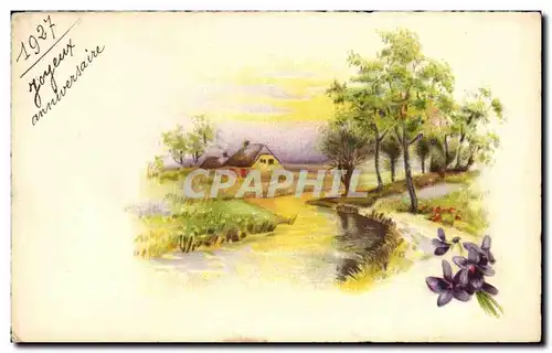 Cartes postales Fantaisie Fleurs Joyeux Anniversaire