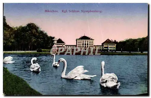 Ansichtskarte AK Munchen Kgl Schloss Nymphenburg Cygne Swan