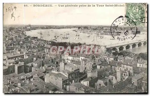 Cartes postales Bordeaux Vue generale prise de la Tour Saint Michel Bateaux