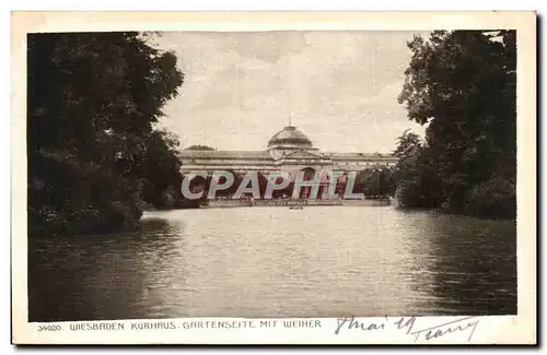 Ansichtskarte AK Wiesbaden Kurhaus Gartenseite Mit Weiher