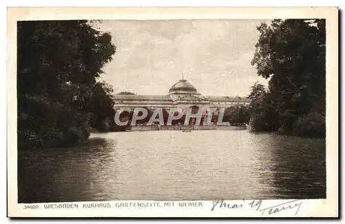 Cartes postales Wiesbaden Kurhaus Gartenseite Mit Weiher
