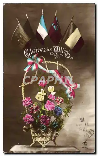 Ansichtskarte AK Fantaisie Fleurs Gloire aux allies Militaria