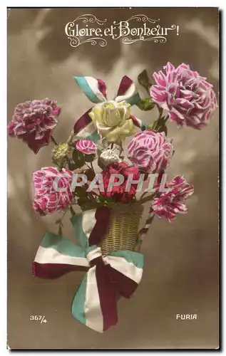 Cartes postales Fantaisie Fleurs Gloire et Bonheur