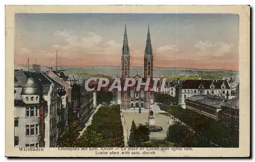 Ansichtskarte AK Wiesbaden Luisenplatz mit Kath Kirche La Place de Louise avec Cath Louise Place with Cath Church