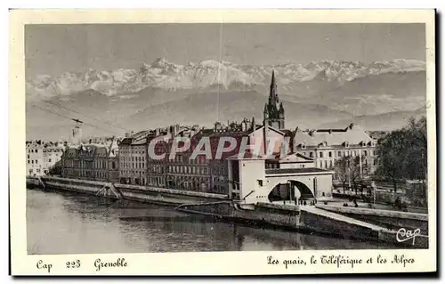 Cartes postales Grenoble Les Quais Le Leleferique Et Les alpes