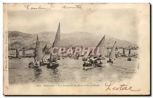 Cartes postales Toulon Vue Generale Du Quai Et De La Darse Bateaux