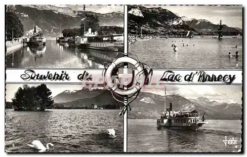 Ansichtskarte AK Souvenir du Lac d&#39Annecy Bateau