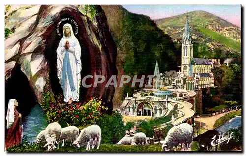 Cartes postales Lourdes La Basilique et I&#39Apparition