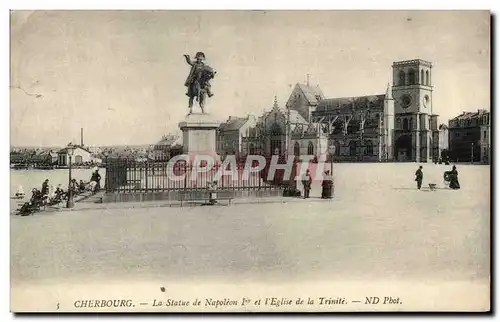 Cartes postales Cherbourg La Statue de Napoleon 1er et l&#39Eglise de la Trinite