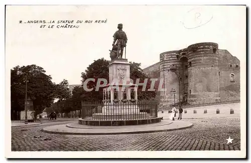 Cartes postales Angers La Statue Du Roi Rene Et Le Chateau