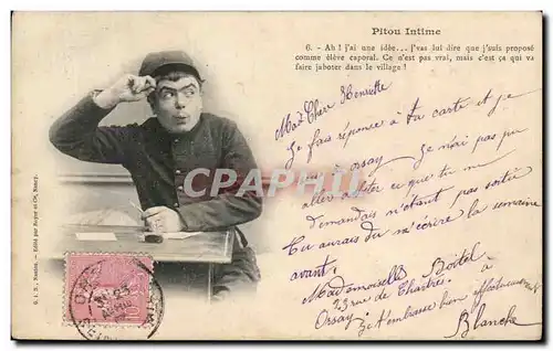 Cartes postales Fantaisie Militaria Pitou Intime
