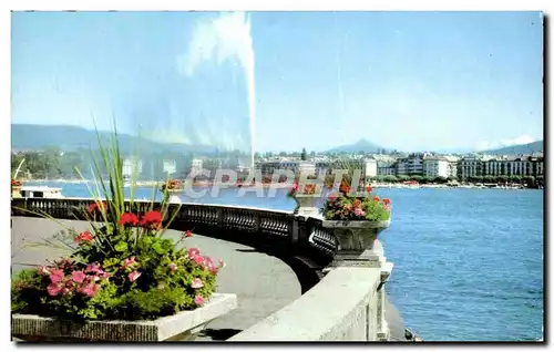 Cartes postales Geneve Le Jet d&#39eau et le Mont Blanc