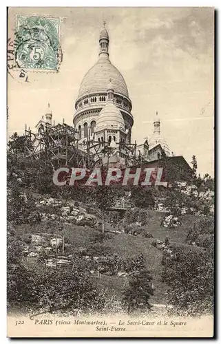 Cartes postales Paris Le Sacre Coeur Et Le Square Saint Pierre