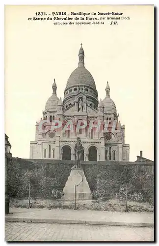 Cartes postales Paris Basilique Du Sacre Coeur Et Statue Du Chevalier De La Barre Par Armand Bloch Montmartre