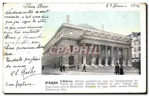 Cartes postales Paris L&#39Odeon Theatre Construit En 1779 Sur l&#39Emplacement De L&#39Hotel de conde theatre F