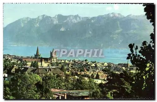 Cartes postales Lausanne Vue Generale Et Les Alpes De La Savoie Lausanne Allgemeine Ansicht Und Die Savoyer Alpe