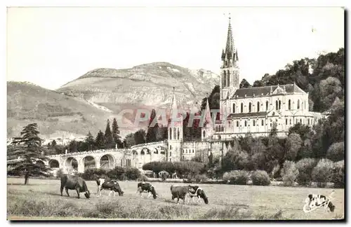 Ansichtskarte AK Lourdes La Basilique Et Le Pic du Jer