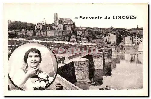 Cartes postales Souvenir de Limoges Folklore Costume Femme