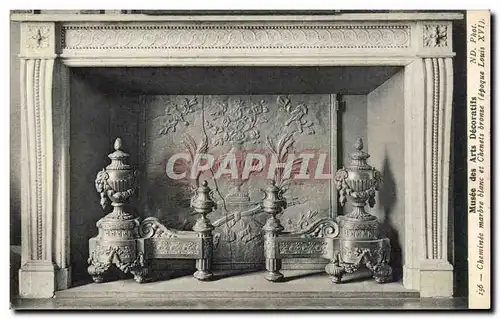 Cartes postales Musee des Arts Decoratifs Cheminee marbre et chenets bronze Louis XVI