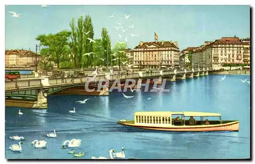 Cartes postales Geneve Le Pont du Mont Blanc Cygnes