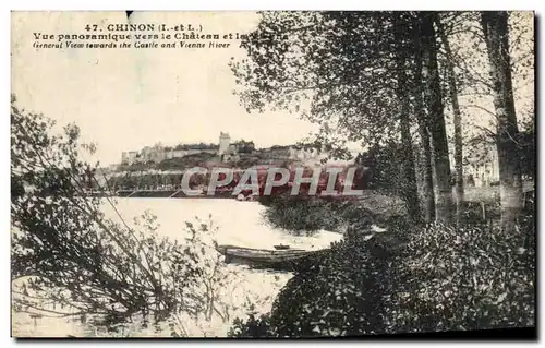 Cartes postales Chinon Vue Panoramique Vers le Chateau et lat