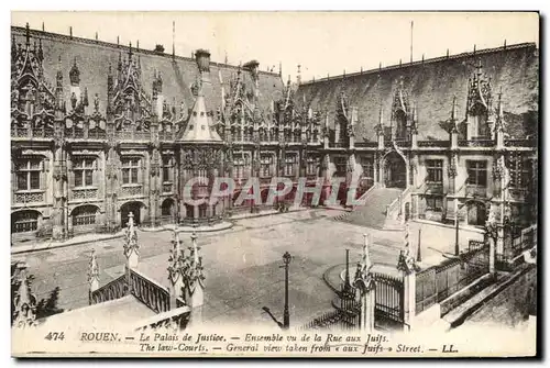 Ansichtskarte AK Rouen Le Palais de Justice Ensemble vu de la Rue aux Juifs Judaica