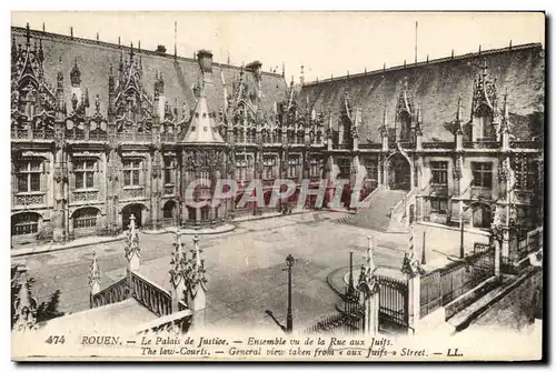 Cartes postales Rouen Le Palais de Justice Ensemble vu de la Rue aux Juifs Judaica