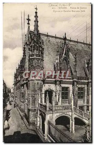 Cartes postales Rouen Plais de Justice Ensemble vu de la Rue aux juifs Judaica