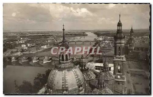 Cartes postales Zaragoza Basilica Des Pilar Vista Noramica Del rio Ebro