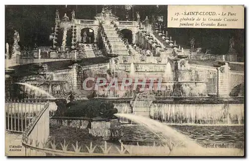 Cartes postales Saint Cloud Le Parc vue Generale De La Grande Cascade Pendant Les Grandes Eaux