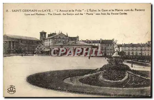 Cartes postales Saint Germain En Laye L&#39Amour Et La Folie L&#39Eglise La GAre Et La Mairie Vues Du Parterre