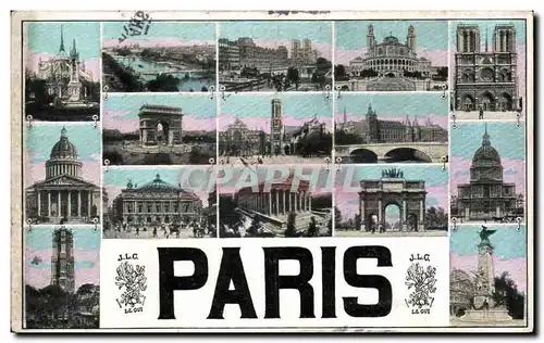 Cartes postales Paris Notre DAme Pantheon Arc de TRiomphe