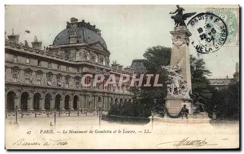 Ansichtskarte AK Paris Le Monument de Gambetta et le Louvre