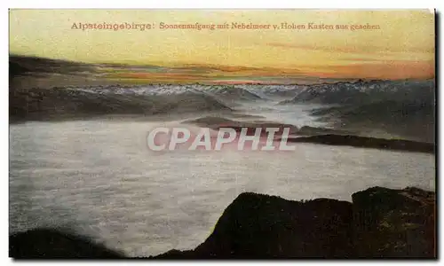 Cartes postales Alpsteingebirge Sonnenaufgang mit Nebelmeer