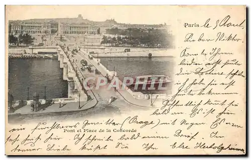 Cartes postales Paris Pont et Place de la Concorde carte 1899