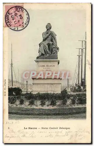 Ansichtskarte AK Le Havre Statue Casimir Delavigne