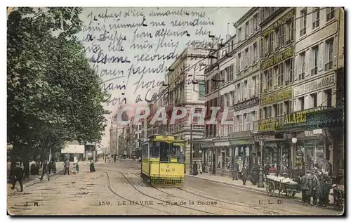 Cartes postales Le Havre Rue de la Bourse Tramway Enfants