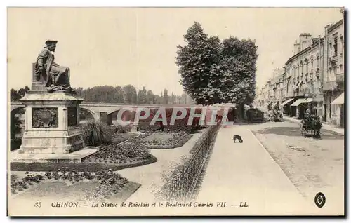 Cartes postales Chinon La Statue de Rabelais et la Boulevard Charles