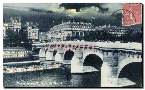 Ansichtskarte AK Paris La nuit le Pont neuf Peniche