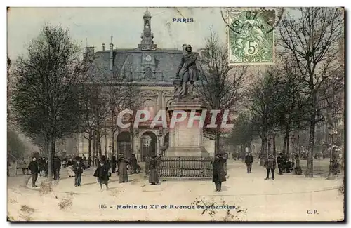 Cartes postales Mairie du 11eme et Avenue Parnentier Paris