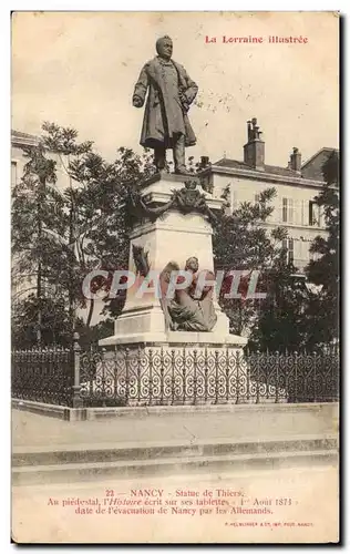 Ansichtskarte AK Nancy Statue de thiers Au piedestal l&#39Histoire ecrit sur ses tablettes L&#39Auit