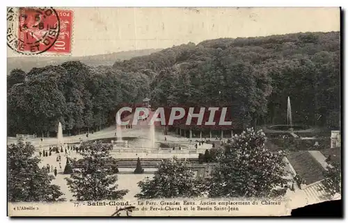 Cartes postales Saint Cloud Le Parc Grandes Eaux Ancien emplacement du Chateau du Fer a Cheval et le Bassin Sain