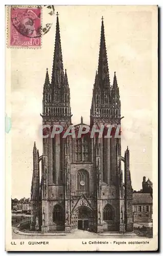 Ansichtskarte AK Quimper La Cathedrale Facade occidentale