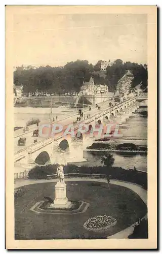 Cartes postales Tours Le Pont de pierre et la Loire La Tranchee Le Jardin et la Statue de Descartes